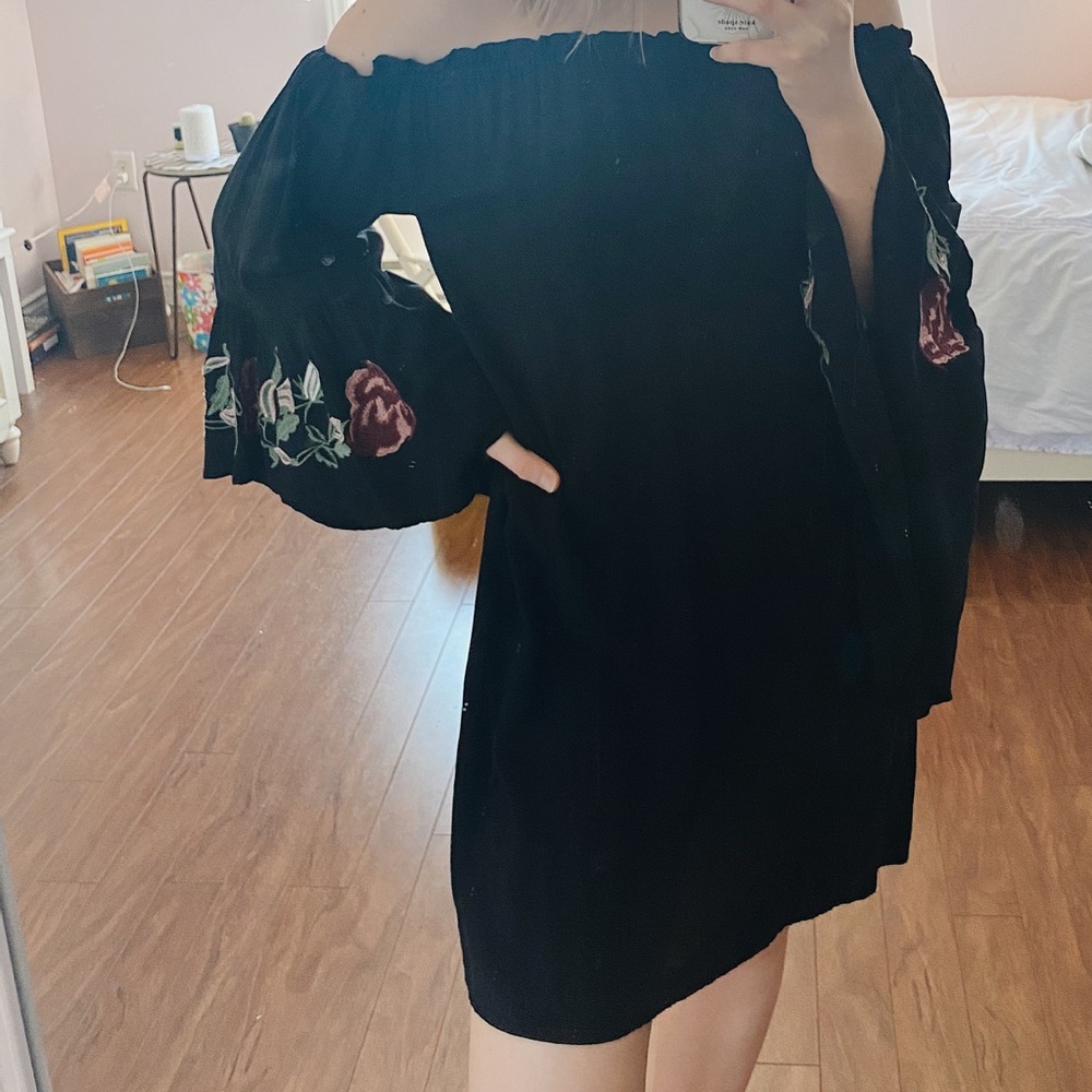 black embroidered sundress